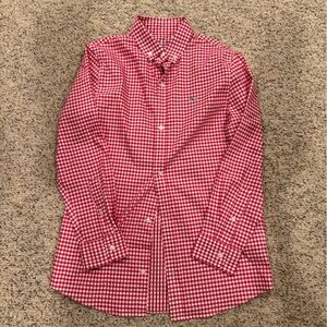 Vineyard Vines Performance Red/ White Gingham Checked Button Shirt Girls 8-10